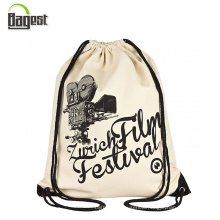 Customized Logo Printed Cotton Backpack Cotton Drawstring Bag